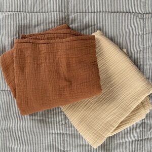 Orange-Brown and Cream Muslin Blankets